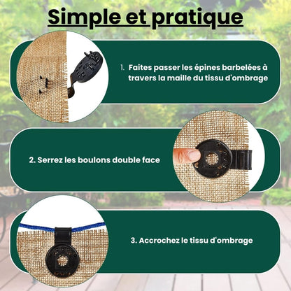 Clip de fixation pour toile d'ombrage
